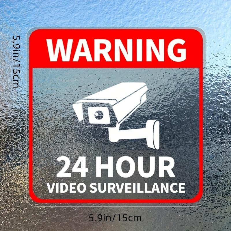 1 Stück Videoüberwachung Autoaufkleber Sonnenschutz Vinylaufkleber 24-Stunden-Kamera-Warnung Auto-Fensterdekoration Wasserabweisendes Zubehör