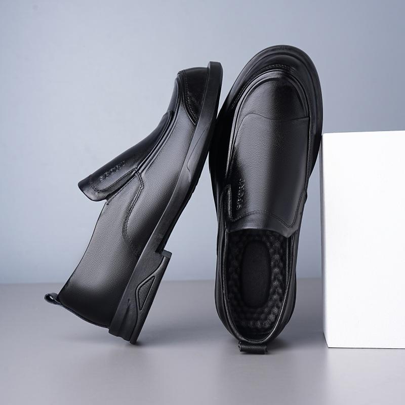 2025 new spring and autumn leather men's shoes platform wear-resistant business leather shoes fashion trend one-pedal shoes 2025 direct sales