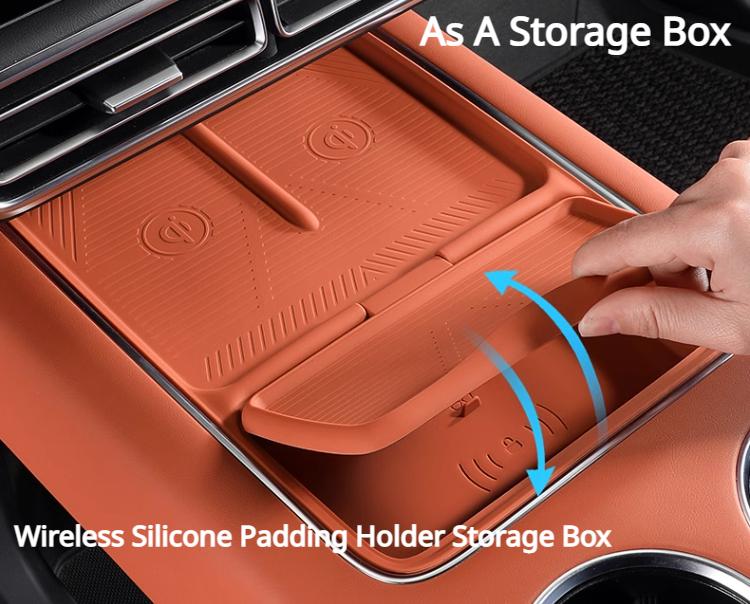 For Li Lixiang L7 L8 L9 2022 2023 2024 Car Wireless Silicone Padding Holder Storage Box Anti slip Pad Auto Accessories Lixiang