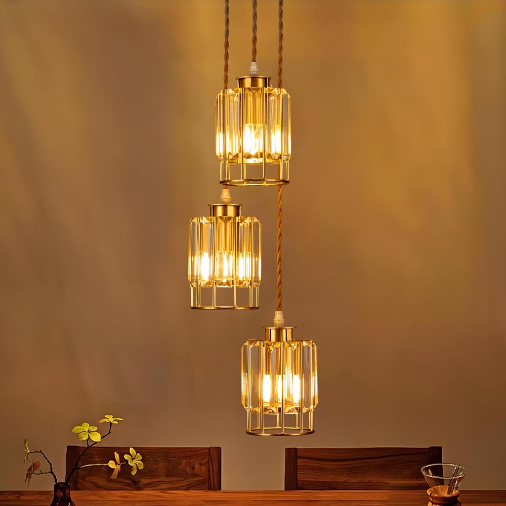 

Chende Nordic 3-Light Pendant Light, Glass, Stylish, LED Compatible, Hanging Ceiling Light, Duct Rail, Gold, Modern, Simple, for Living Room, Dining