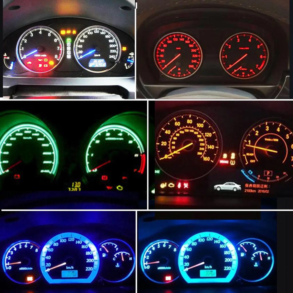10 Pcs T5 Auto Car Dashboard Lights 2 3014 SMD Reading Instrument Panel Lamp No Polarity Led Bulb White 12V DC