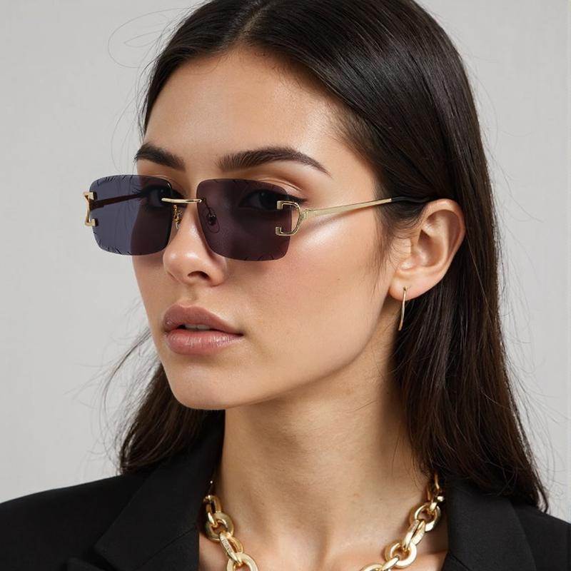 Luxury Square Rimless Sunglasses Men Women Fashion Frameless Sun Glasses Trendy Outdoor Driving Summer Shades