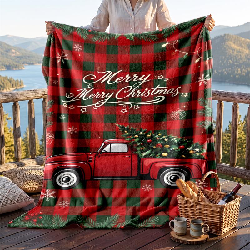 Christmas Flannel Throw Blanket Soft Warm Cozy For Sofa Bed Indoor Home Use Great Holiday Gift