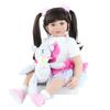 BZDOLL 60cm Silicone Reborn Baby Doll Toy For Girl 24 Inch Long Hair Princess Toddler With Bear Dress Up Play House Bebe Birthday Gift