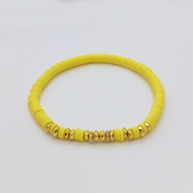 Pulseira Elástica com Contas Heishi Turquesa e Espaçadores Dourados – Joia Boho de Verão, Presente Fresco e Chique para Mulheres