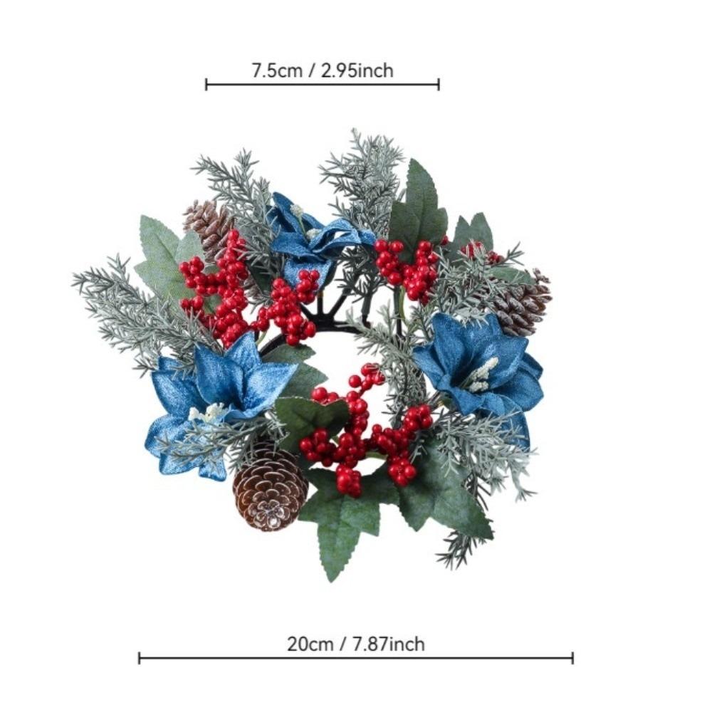 Artificial Berries Pinecone Pine Christmas Wreath Table Home Party Decoration Candlestick Wreaths Xmas Candle Wreath