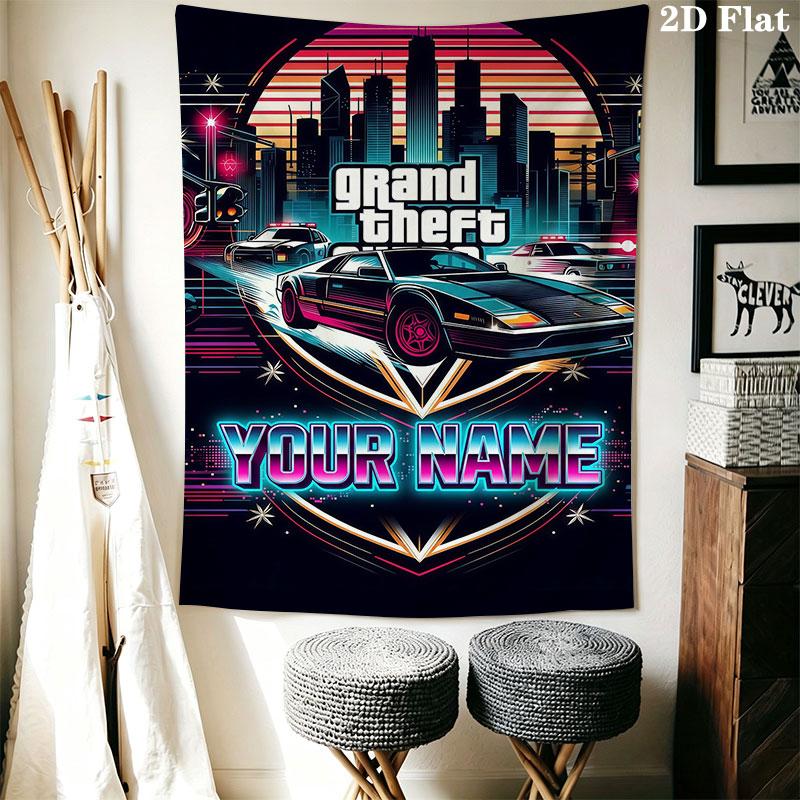 Custom Gta6 Wall Hanging Printed Fabric Blanket Decorative Tapestries for Bedroom Living Room Home Decor