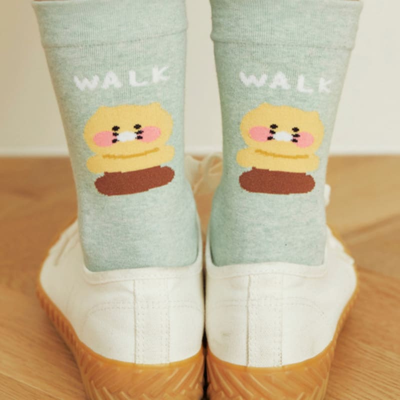 Kakao Friends Daily Socks Melange Mint_Chunshik