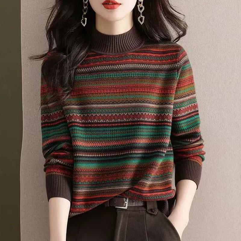 Pulover pentru Femei Toamnă Iarnă Pulover Îngroșat Cald Tricotat Elastic Mânecă Lungă Jumper Oversize Topuri