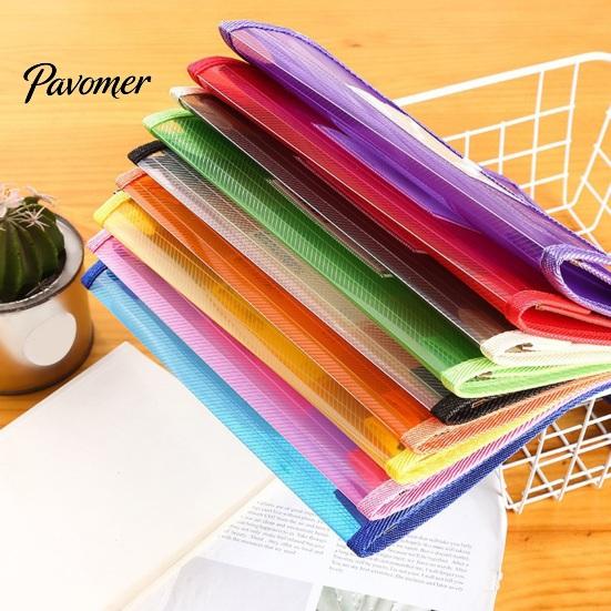 Portable Briefcase Pouch Transparent File Folder, with Snap Closure, Waterproof A4 A5 Document Bag, Student Work Organizer Large Capacity Colorful PP