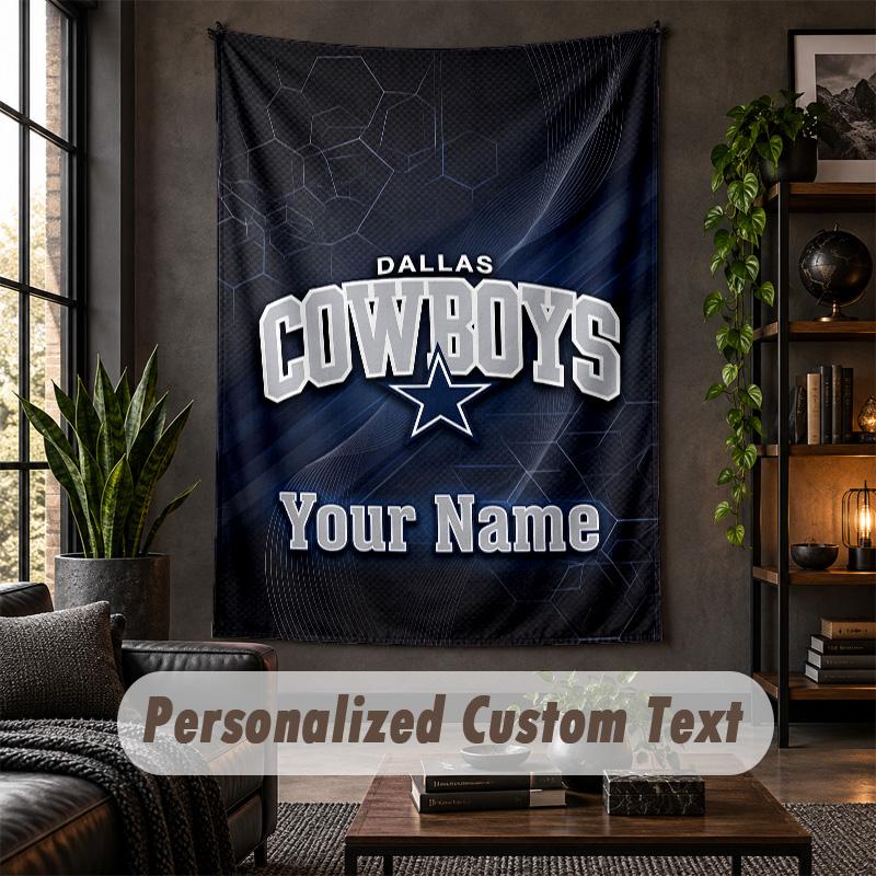 Personalized Wall Tapestry,Dallas Cowboys Custom Text, Soft Fabric Wall Art For Indoor Decoration