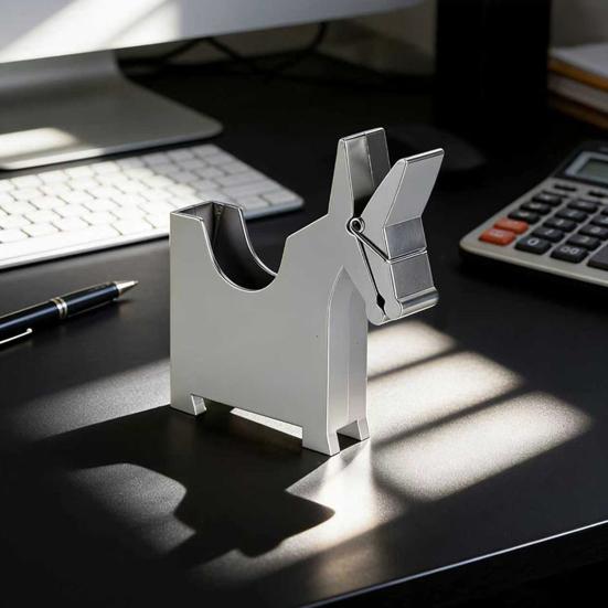 Creative Wooden Horse-Shaped Clip Storage Box Metallic Texture Pen Holder Note Business Card Organizer Cute Animal Desktop Decor for Office School