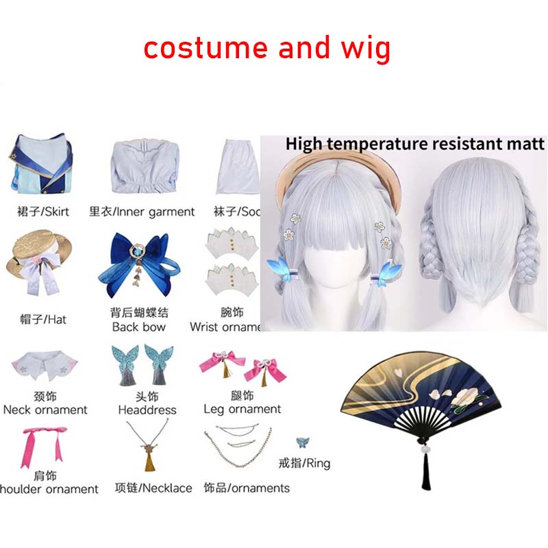 Kamisato Ayaka  Skin Cosplay Costume Ayaka  Outfits Springbloom Missive Dress Hat Fan Euro Size Ayaka Dress