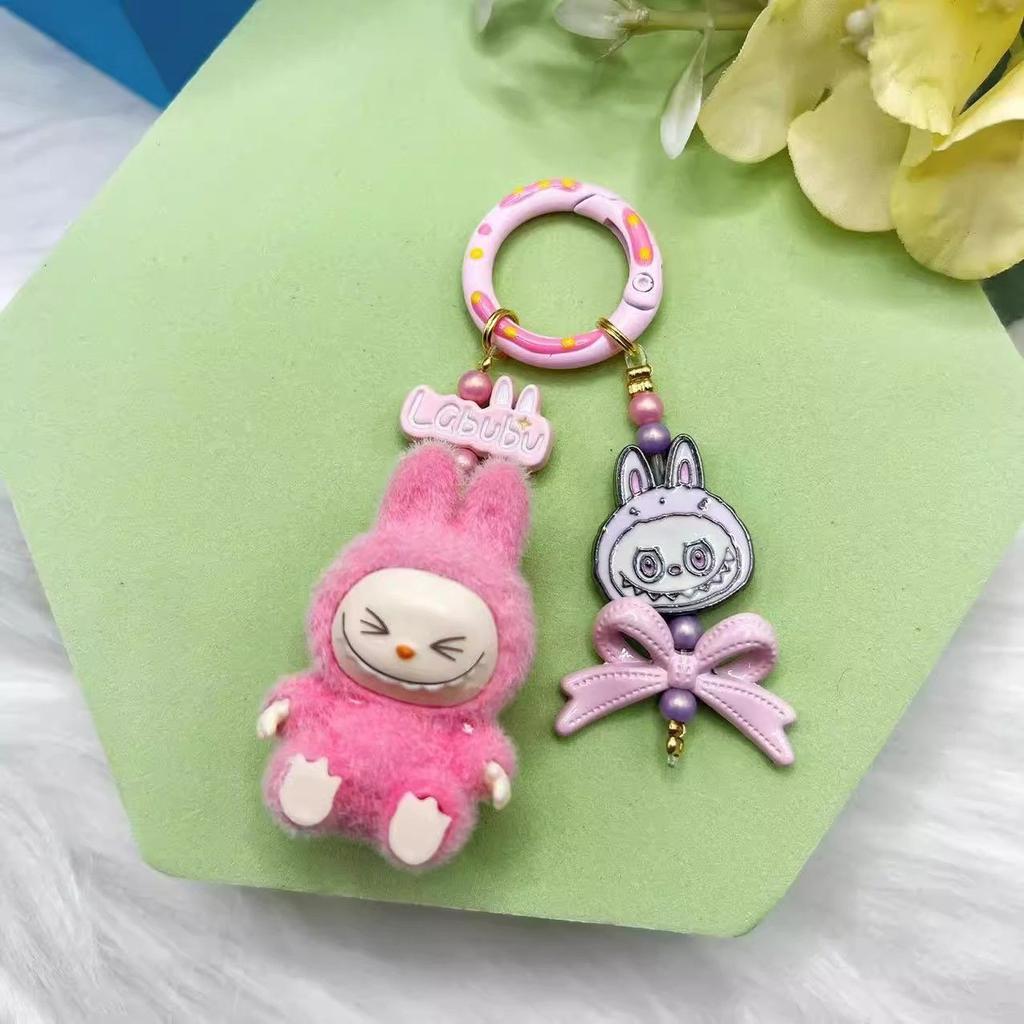 Vinil Parti Peluş Makaron Sevimli Bebek Figür Anahtarlık Çanta Kolyesi