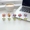 Car Aesthetic Decor 5Pcs Colorful Shaking Flower Decor, Resin Rainbow Sunflower Dashboard Ornament Cute for Teens with Non Slip Pad, Wobble