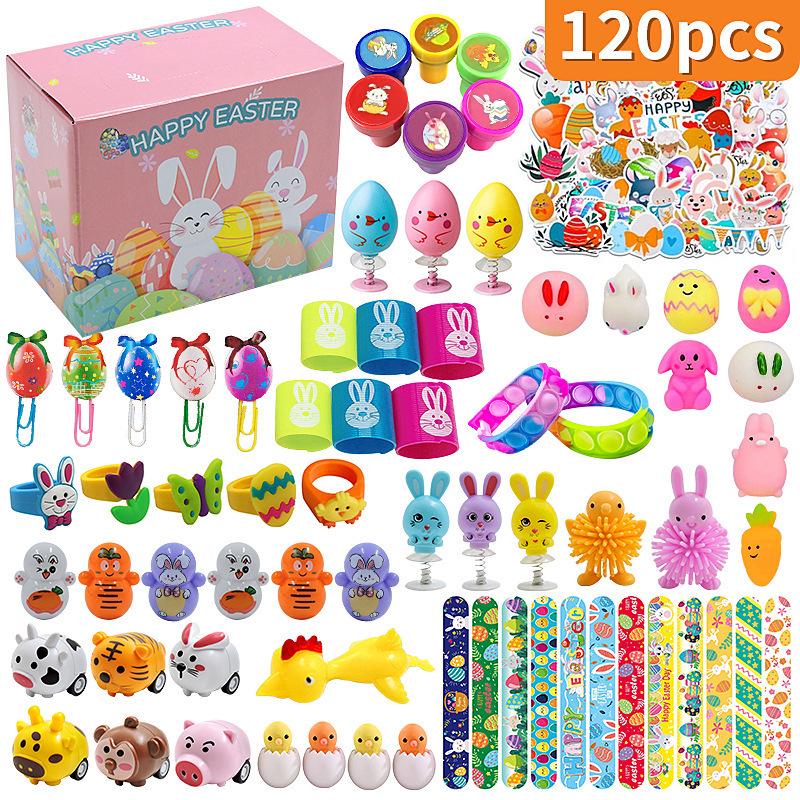 Ostereier Spielzeug - Bedruckte Plastik-Öffnungseier mit DIY-Hasen Gashapon Geschenken
