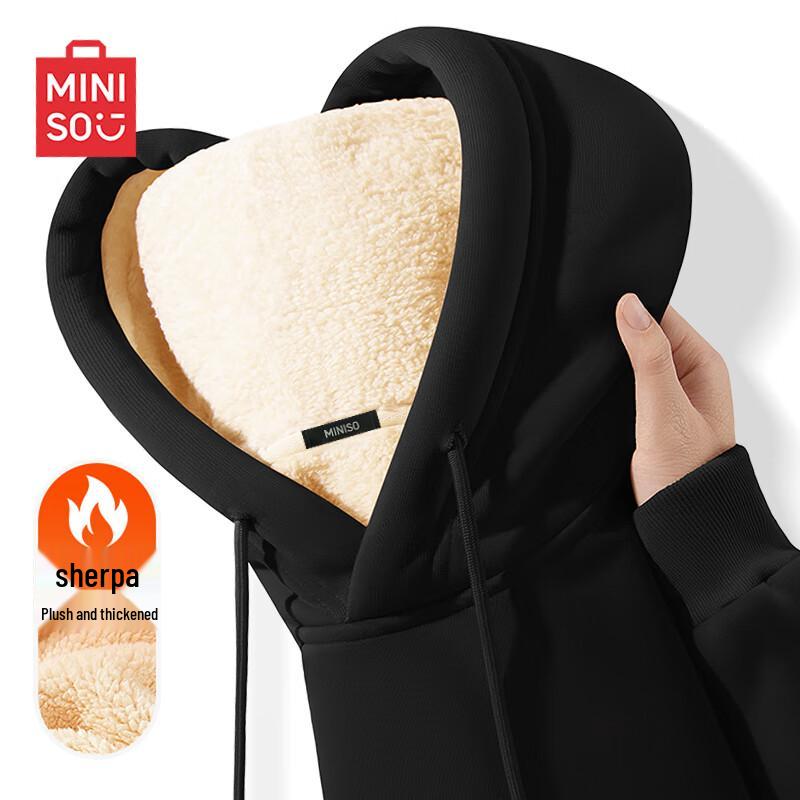 MINISO Men's Plush Lined Hooded Sweatshirt