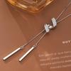 Silver Long Tassel Threaded Pendant Necklace for Women Simple Clavicle Chain Party Jewelry Accessory Gifts