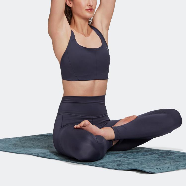 Adidas Solid Logo Medium Support Yoga Sports Bra Women underwear Blue HF2255