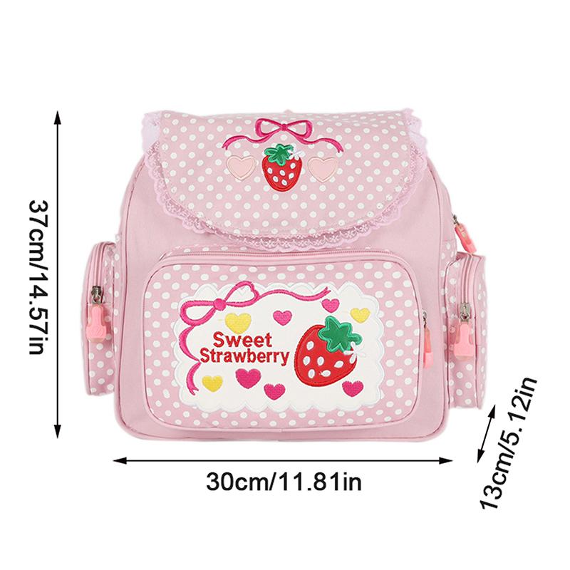 Pink Girl Embroidery Strawberry Children'S Schoolbag Student Birthday Gift Cartoon Backpack Book Bags Christmas  Year Gift