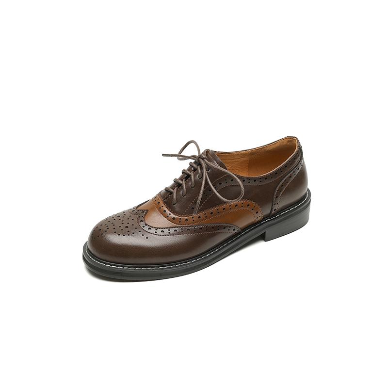 Fashion 2025 New Luxury Brand Oxford Shoes Genuine Leather Shoes Women Lace Up Women's Loafers Solid Color Spring Summer Low Heel Shoes