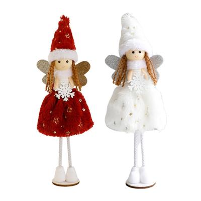Weihnachts Schneeflocke Engelhaftes Mädchen Puppen Stehende Figur Plüschtier für Tischplatte Feiertagsdekoration Sammelornament