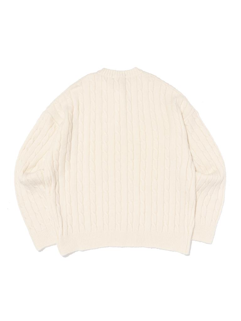 OTHERFITS Cable Henley Neck Round Knit (Ivory)