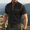 Men's Short Sleeve Henley Shirt Casual Lightweight Polo Style T Shirt with Button Placket and Chest Pocket for Everyday Wear