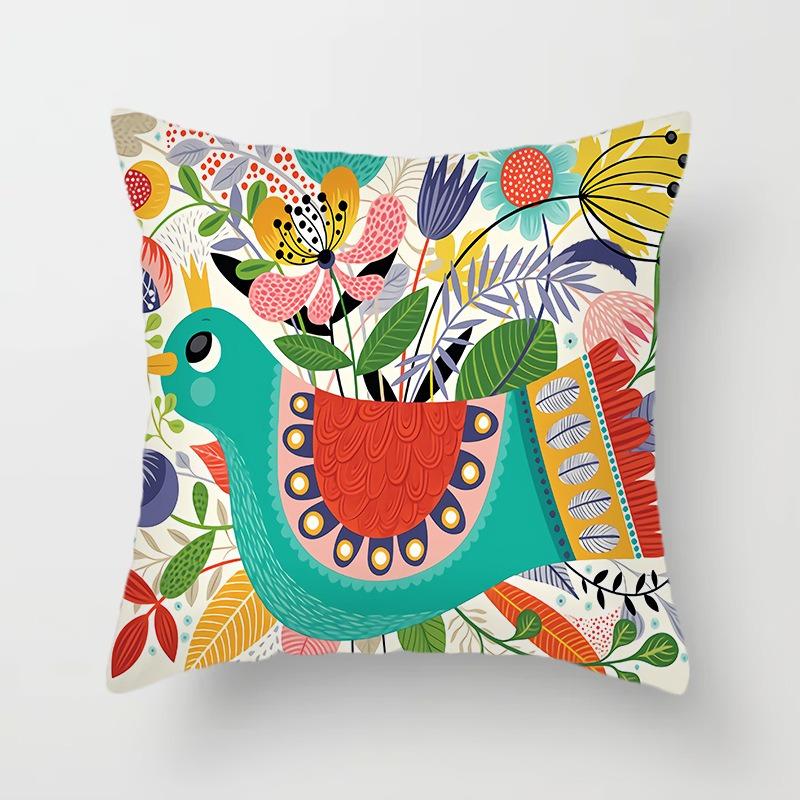 Juste de coussin colorée peinte d'art du monde, taie d'oreiller de luxe, décoration de bureau, décoration de la maison