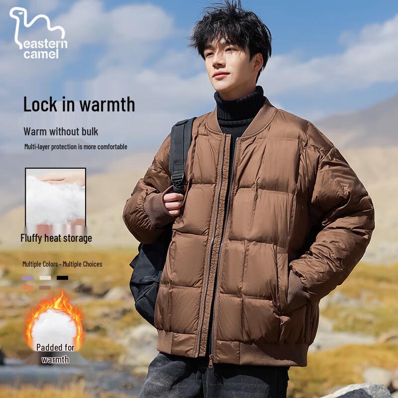 EASTERN CAMEL Men's Winter Padded Baseball Collar Bomber Jacket