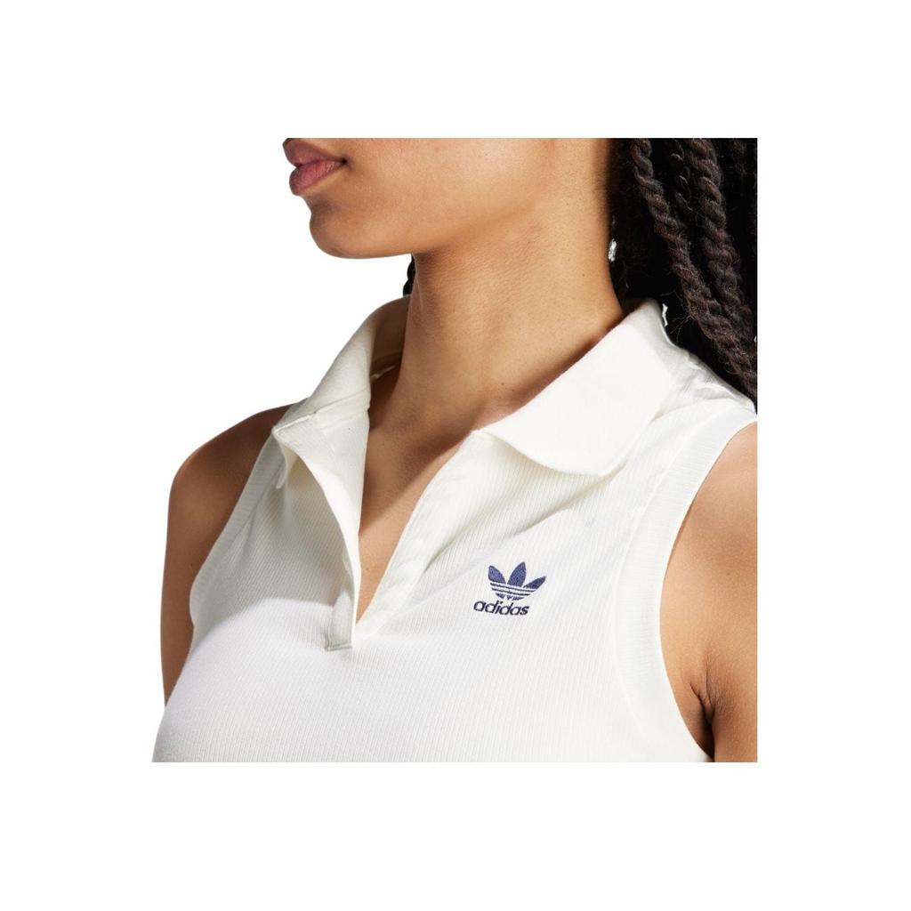 Adidas Originals Cropped Logo Slim-Fit Sleeveless Vest Women Tops White IT9858