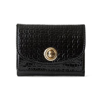 Hazel Embossed Twist Mini Wallet, Black, Ha-2407-503