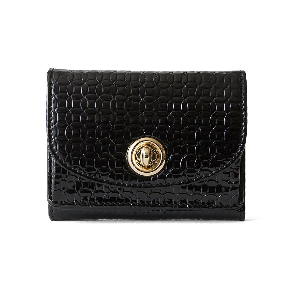 

Trifold Wallet Enamel Embossed Twisted Mini Wallet Black [Hazel] Women s чорний