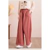 Spring Elastic Waist Casual Straight Leg Pants for Women's Loose Cotton and Linen Wide Leg Pants