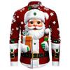 2024 Weihnachtsmann Muster Lässige Herrenhemden Vollprint Umlegekragen Langarm Oversized Hemden Bluse Neu im Angebot Knopfleiste T-Shirt