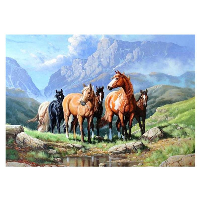 

HC Алмазная картина лошадь DIY полная дрель круглые наборы для вышивания алмазами