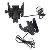 Black Motorcycle Scooter Charging Phone Holder 360 Degrees  Rotation ATV Tricycle Mount Bracket for 4‑6.5in DC12V