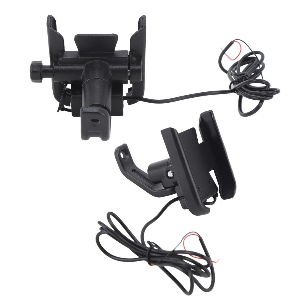 Black Motorcycle Scooter Charging Phone Holder 360 Degrees  Rotation ATV Tricycle Mount Bracket for 4‑6.5in DC12V