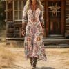 2026 Spring Retro V-neck Long-sleeved Plus Size Dress