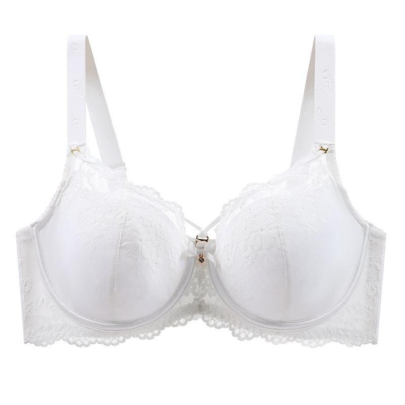 European and American Exquisite Lace Cross-strap Large Size Bra Breathable Side Breast U-shaped Beautiful Back Underwear