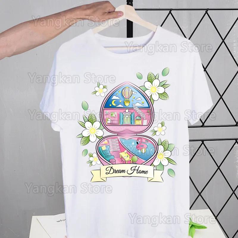 

Polly Pocket Print T-Shirt Casual Crew Neck Short Sleeve T-Shirt Women s Clothing S