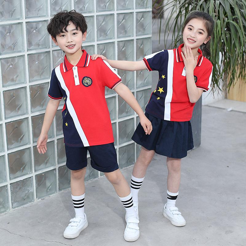 Conjunto de Canto para Uniforme Escolar de Verão Infantil - 1 de Junho: Combinação Pai-Filho para Apresentações do Ensino Fundamental I e II