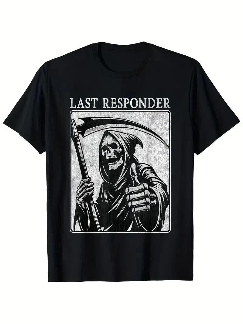 Last Responder Grim Reaper Graphic T-Shirt - Men s Vintage Distressed Cotton Tee 3XL