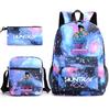 Set da 3 pezzi Anime Cartone Animato K-Pop Cacciatori di Demoni Zaino Stampato con Borsa a Tracolla Astuccio per Ragazzo Ragazza Adolescente Zaino Scolastico di Grande Capacità