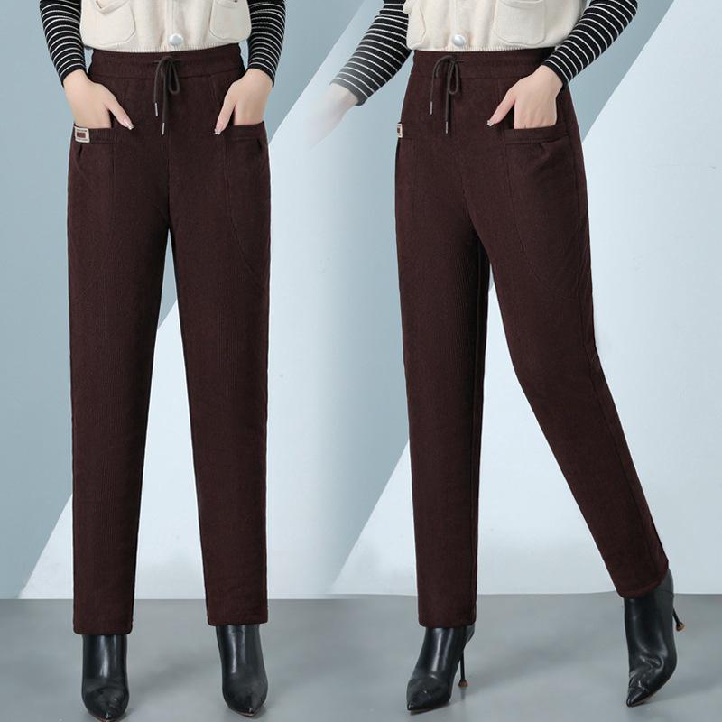 Extra-Warm Fleece Trousers for Middle-Aged and Elderly Women - Winter-Ready, Thickened Cotton, Plus Size