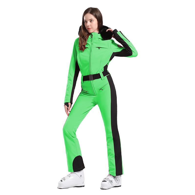 Women's Slim-Fit Windproof Double-Board Ski Suit: Thickened, Warm, Waterproof, and One-Piece Design for Outdoor Sports.