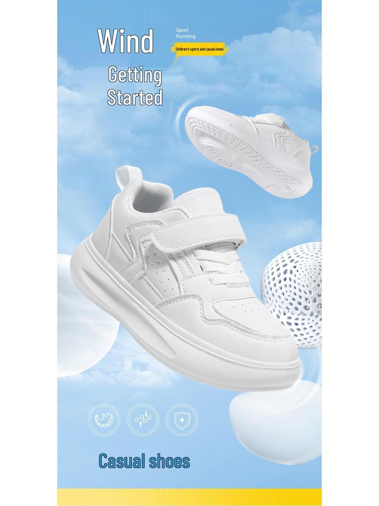 Boys' 2024 White Breathable Campus Sneakers - Casual Autumn Sports Shoes for Kids