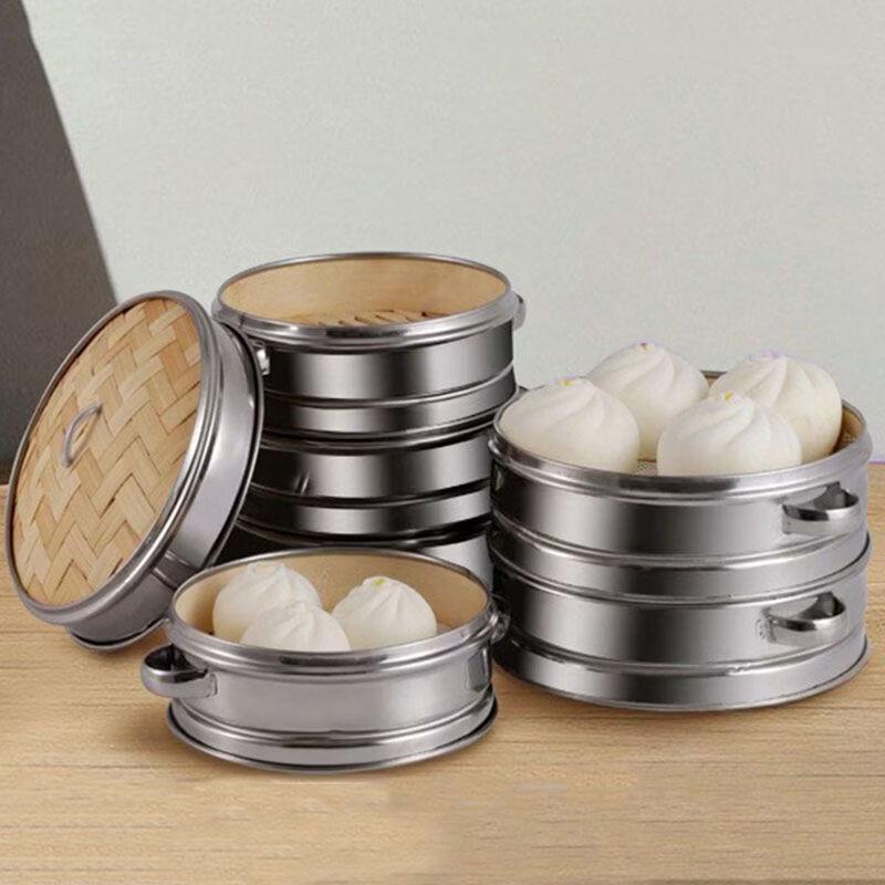 777 Stainless Steel Steamer Rack & Bamboo Basket Set