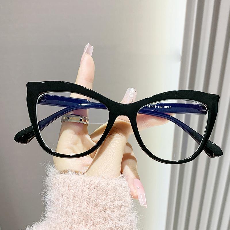 1.67 1.74 -8 To +8 Anti Blue Light Cat Eye Reading Glasses Women Big Frame Eye Protection Presbyopic Eyewear Ultralight Double Color Glasses Plus