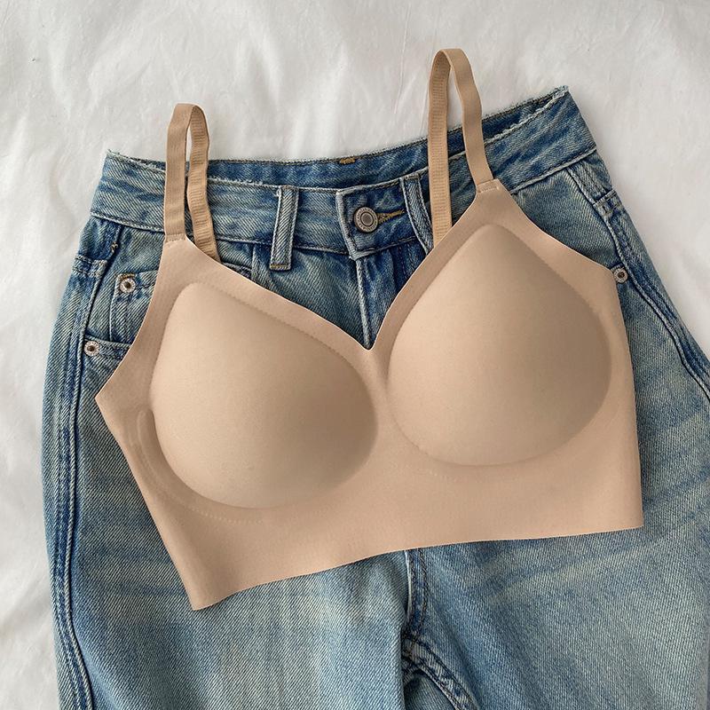 

Бесшовный Невидимый Бюстгальтер: Женский летний тонкий стиль для большой или маленькой груди с гелевой полоской, приятный к коже дизайн жилета. One Size